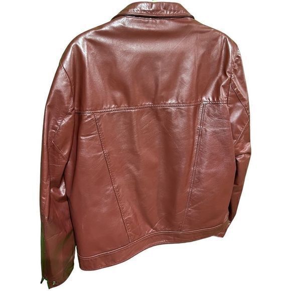 Vintage London Fog Mens Leather Jacket Full Zip Collared Pockets‎ Brown Size 44 - Picture 3 of 12